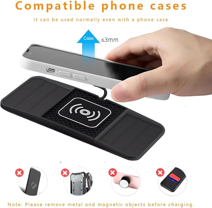 Wireless Charging Pad for Car for Ford Expedition EcoSport Edge Escape Explorer 2000-2026, DIY Trim-to-Fit Slim Non Slip Fast Charger Car Wireless Charging Pad 30CM Cable