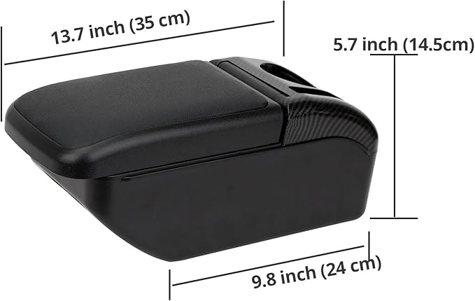 AULPHIKE Compatible with Nissan Note Armrest E-Power Car Center Console Organizer Armrests Double Layer Storage with USB Ports（Black Style）
