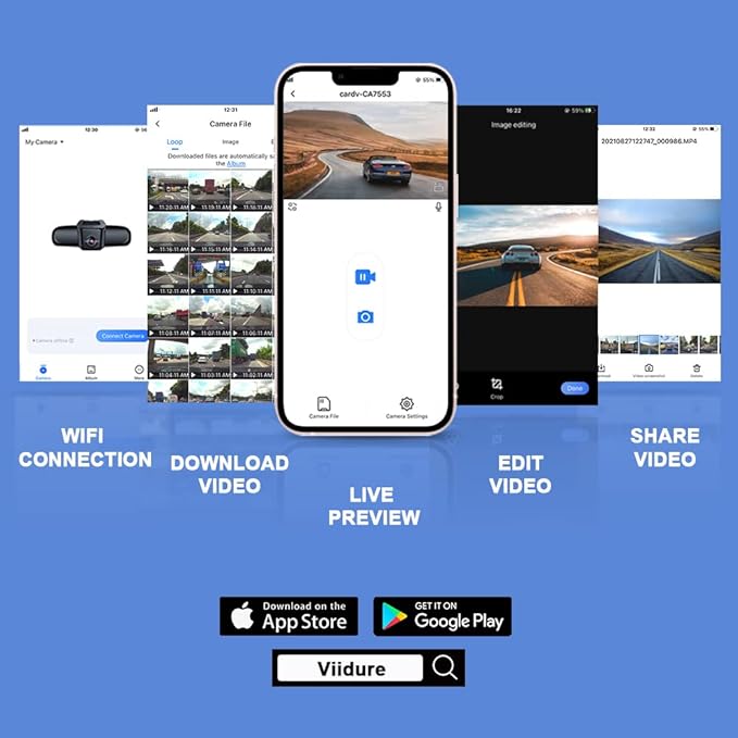 Fitcamx 4K Dash Cam, Universal Fit (Powered from OBD or Fuse Box), No Rearview Mirror Cover, UHD 2160P Video, Built-in WiFi & APP, Loop Recording, Collision Detection, Easy to Install, 64GB Card