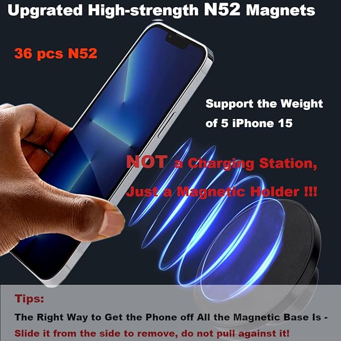 Dash Mount Magnetic Cell Phone Holder for MagSafe iPhone Smartphones, 20mm (0.787 inches) Ball Phone Car Mount for Bulletpoint/for Tackform 20mm Mounting Solutions