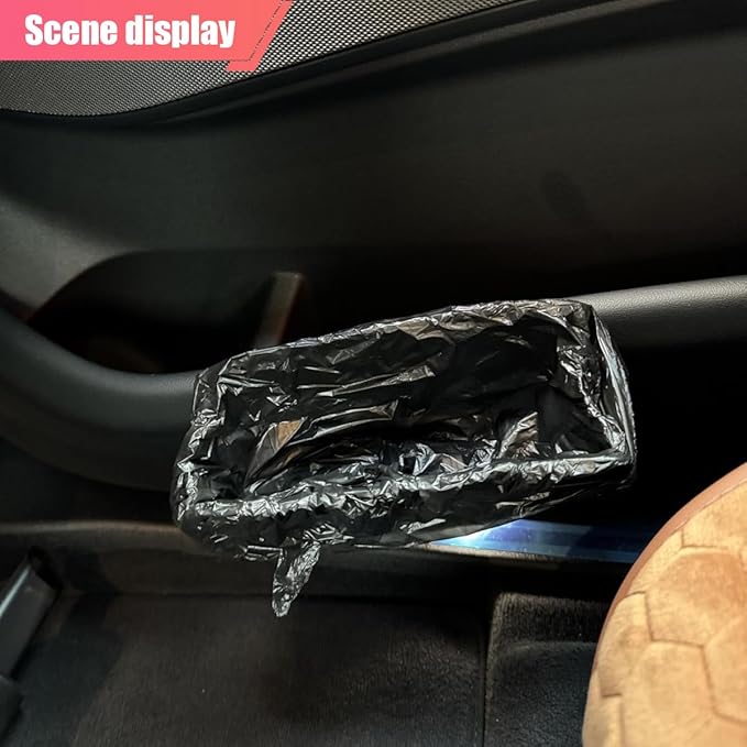 Car Trash Can, Leather Car Garbage Can with One Roll Trash Bag, Foldable Hanging Storage Container, Mini Trash Bin, Vehicle Garbage Organizer Holder for Door Side, Back Seat (Mocha Brown)