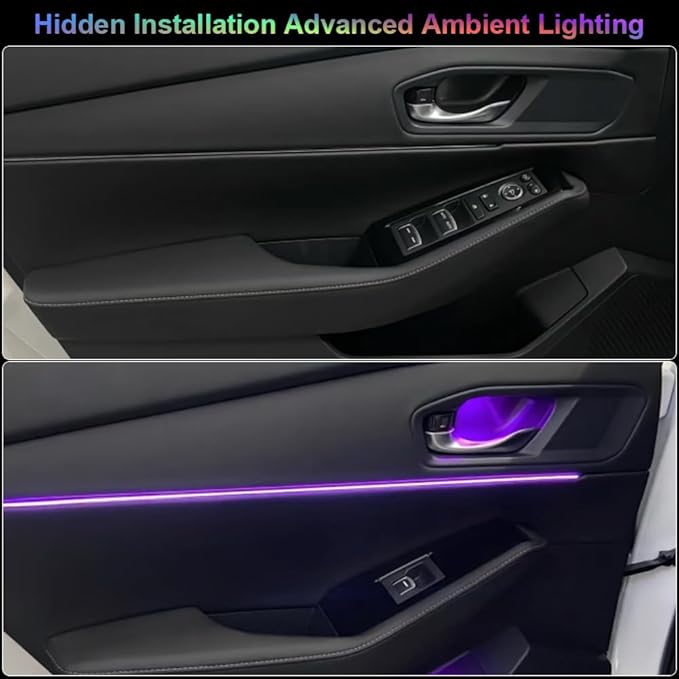Acrylic Interior Car Ambient Lighting, Interior RGB LED Strip Kit with Music Sync Mode, 55 Inch Length Suitable for Pickup, Trucks, SUV and Large Vehicles (6 in 1)