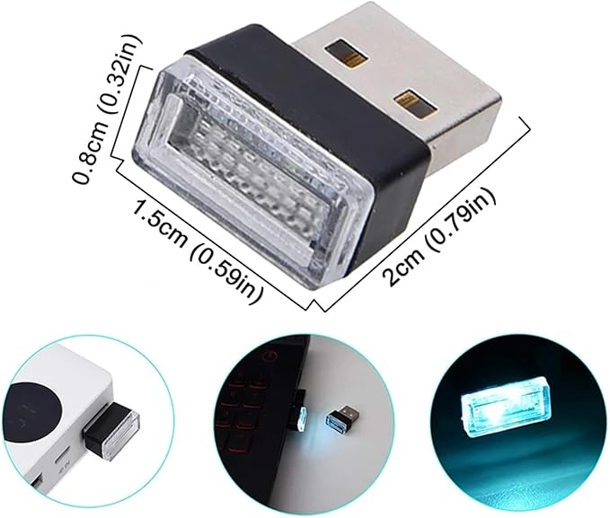 1/4/10 PCS USB LED Light Car Interior Styling Atmosphere Decorative Lamps Mini Universal Portable Ambient Lighting Kit Red Bule(10 PCS_Blue)