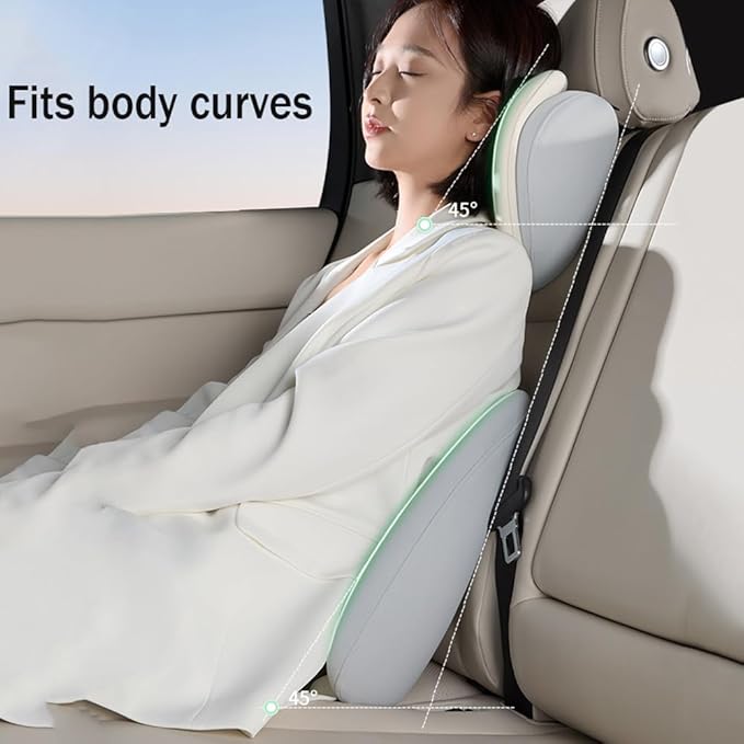 Car Headrest Lumbar Support Cushion for VW Golf VIII VI V IV III II I Mk 8 7 6 5 4 3 R GTE/GTI/GTD/Clubsport 45, Memory Foam Relieve Fatigue Breathable Car Seat Neck Pillow,Black-Set