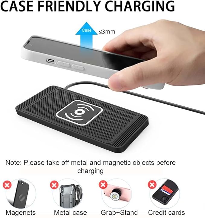 Wireless Car Charger Pad for Nissan Leaf 2011-2026, Type-C/USB 15W Car Wireless Charger Non-Slip Cordless Charging Mat Car Accessories,A-30cm USB Interface