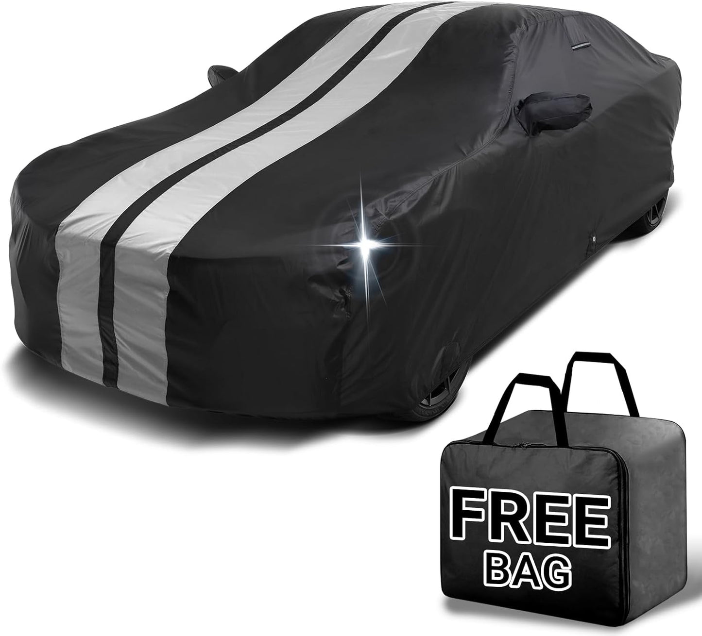 iCarCover Custom Car Cover for Buick Century (1997-2005) Waterproof All-Weather Rain Snow UV Sun Protector Full Exterior Indoor Outdoor Car Cover (Stripe - Black/Gray)