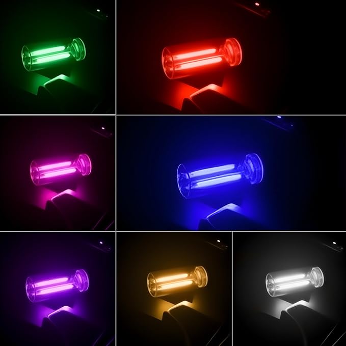 2 PCS USB Car Interior Lights, Plug-in Retro Car Atmosphere Lamps with Touch Adjustment, Portable Mini Nightlights, Universal Ambient Lighting Kits for Vehicle Interior Accessories (Yellow)