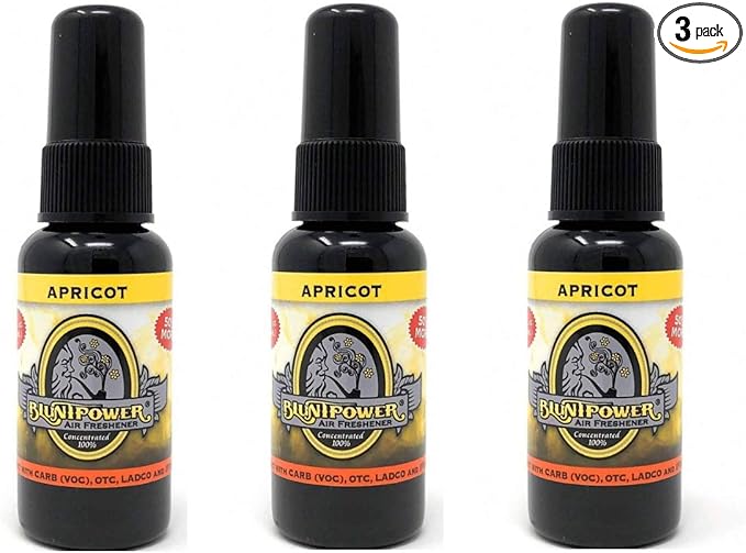3 Pack BluntPower 1 Ounce Bottle Air Freshener Oil Based Concentrate and Oil for Burner - Apricot