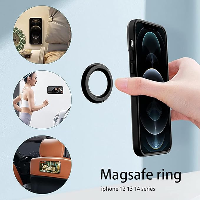 Magnetic Ring Holder for iPhone 14 13 12 Magnet Wall Mobile Phone Holder Magnetic Car Phone Stand for magsafe case (White 1 pcs)