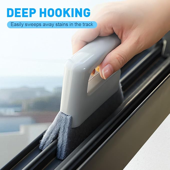 Magic Window Track Cleaner, 2026 Upgraded Handheld Cleaning Brush Set, Creative Cleaner Brushes Tools for Window lides Gaps, Sliding Door Track, Tile Lines Shutter Car Vents (3pcs White)
