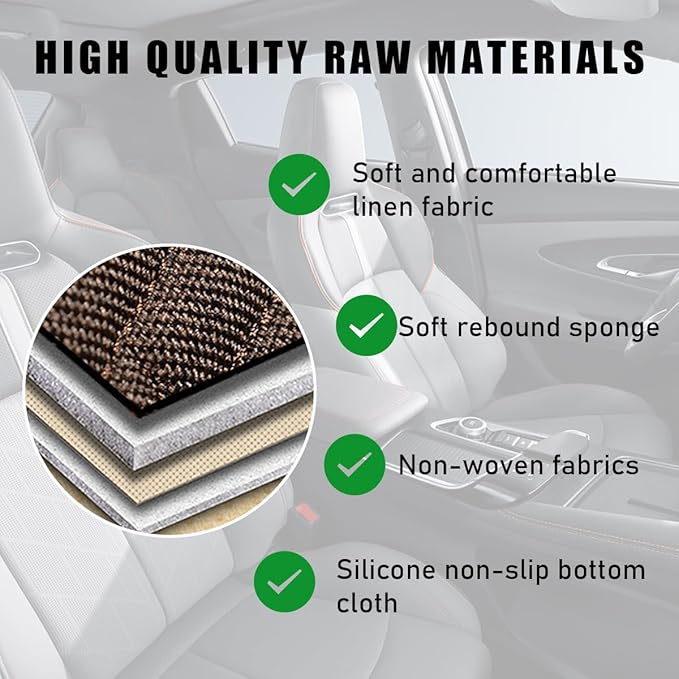 2PCS Car Seat Bottom Cover Pad, Breathable Auto Front Seat Button Cushion Mat with Pocket, Soft Comfortable Vehicle Seat Protector Pad, Universal Truck SUV Car Accessories (Coffee)