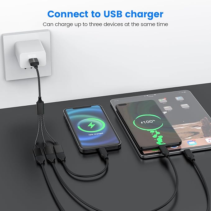 MOGOOD USB 3-Port Expander, 1 Male to 3 Female Extension Cord, Braided & Durable – Fast Data Transfer & Charging Split for Laptop, Car, Keyboard, Mouse, Flash Drive, LED Strip
