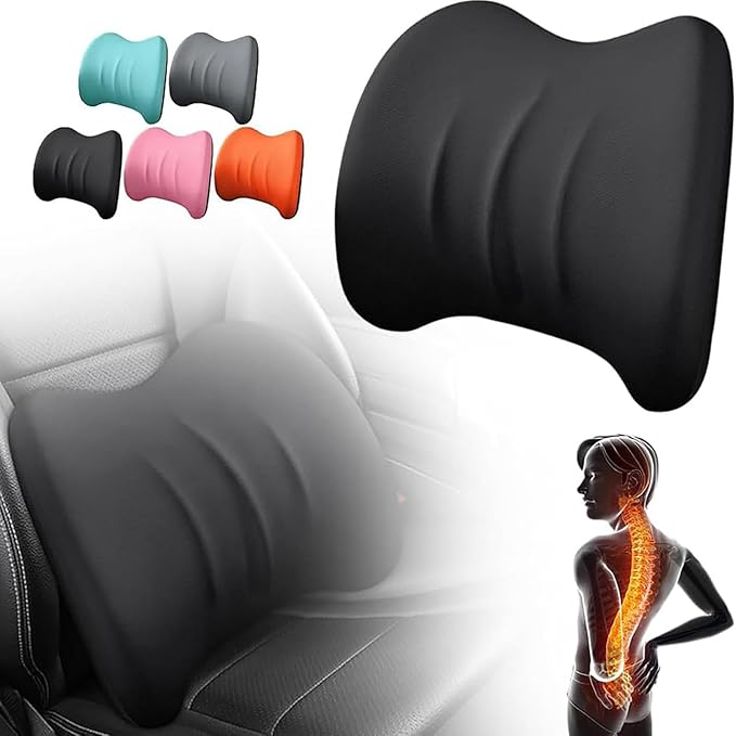 Car Headrest & Lumbar Support Cushion for Toyota RAV4 2012-2024, Ergonomic Car Seat Headrest Memory Foam Neck and Back Pillow Kit Breathable Removable for Driving Fatigue Relief,A/Black