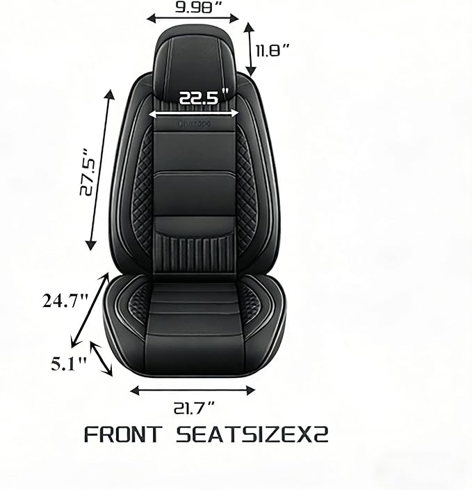 Chezope Leather Seat Covers, Grey Car Seat Covers Front Pair, Breathable Car Seat Protectors, Wear-Resistant Car Accessories, Universal Fit for Most Cars,SUVs Truck (Grey-Diamonds, Front Pair)