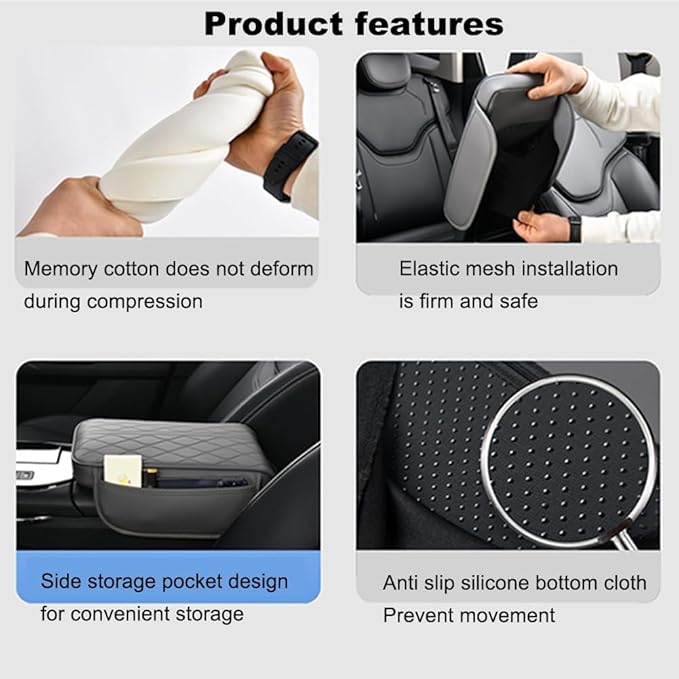 1 Pack Car Center Console Cover Custom Fit for Toyota Grand Highlander Hybrid 2024-2025, Leather Memory Foam Armrest Cushion Protector, Anti-Scratch Durable Armrest Pad,Beige