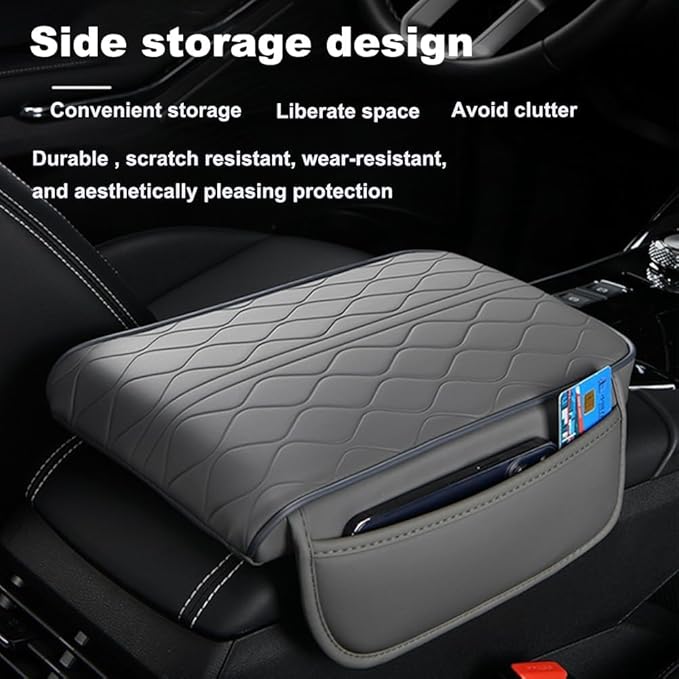 1 Pack Car Center Console Cover Custom Fit for Alfa Romeo Stelvio 2017-2021 2022, Leather Memory Foam Armrest Cushion Protector, Anti-Scratch Durable Armrest Pad,Red