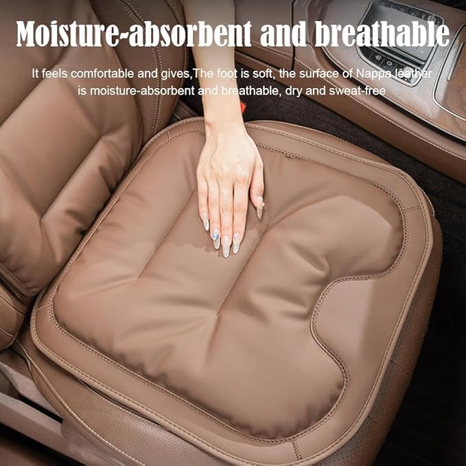 Skin-Friendly & Dirt-Repellent Leather Seat Cushions, 2026 Car Seat Cushion for Driving, 1.57" Thick Comfort Seat Protector, Universal Non-Slip Memory Foam Pad for Car (Orange, Backrest Cushion)