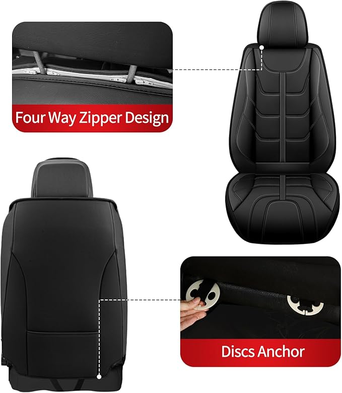 TTX LIGHTING Car Seat Covers fit for Ford Edge 2007-2026 Front Seat: Premium Leather Automotive Seat Cover with Airbag Compatible Waterproof (2 Seats, Black)