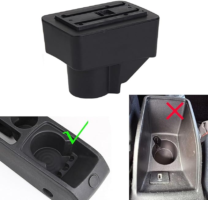 AULPHIKE Compatible with Ford Fiesta Armrest 3 2011-2018 Car Center Console Organizer Armrests Double Layer Storage with USB Ports（Black Style）
