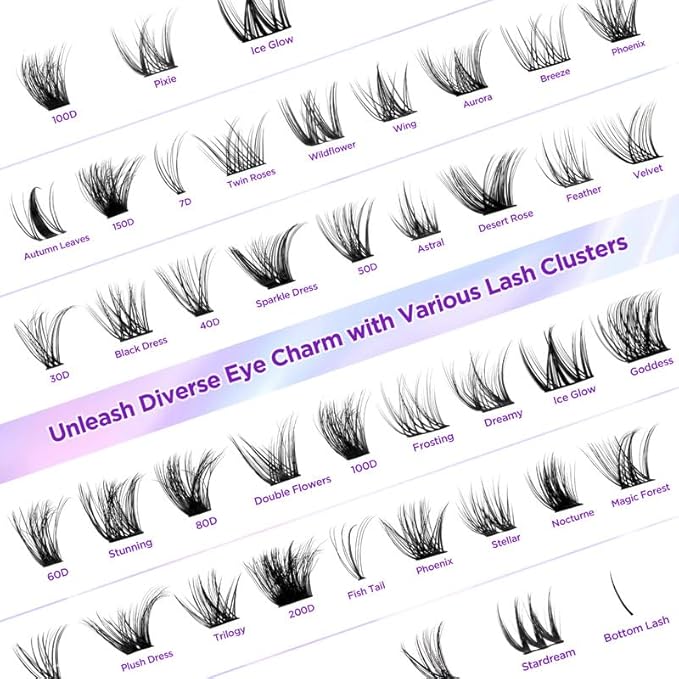 Lash Extension Kit DIY Lash Clusters Kit Eyelash Extensions Individual Lashes Extensions with (280Pcs, 50D, 0.07D 9-16mm)
