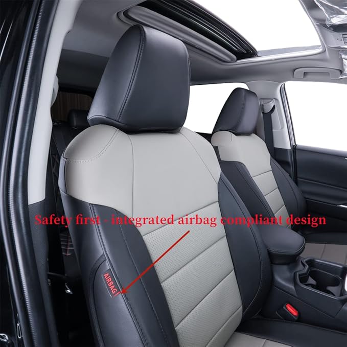 coverdream Custom Seat Covers Compatible with Select Toyota RAV4 Hybrid 2016 2017 2018 Models - Leatherette (Black/Gray,Full Set)