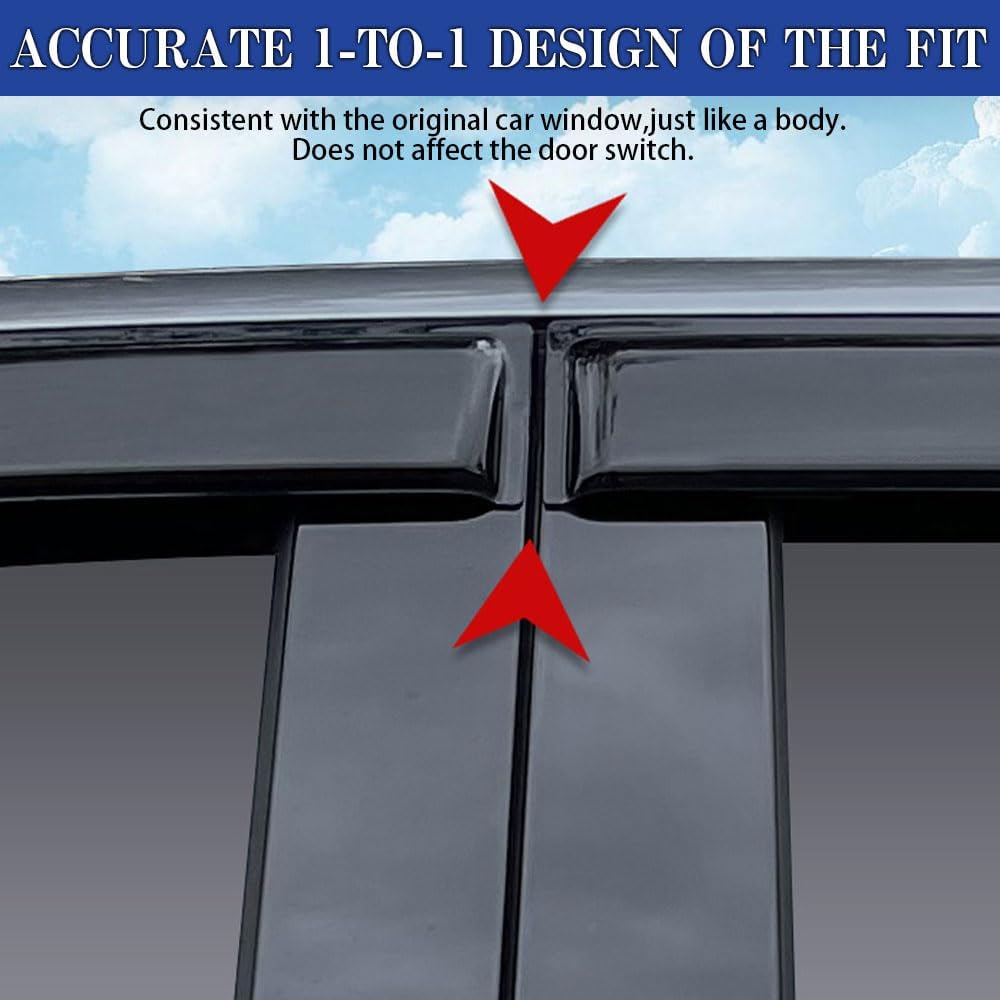 Rain Guards for Kia Sorento 2016-2020, Tape-on Side Window Deflectors for Kia Sorento, Window Visors for Kia Cars, Car Accessories 4 Rain Guards ＆ 2 Car Coasters