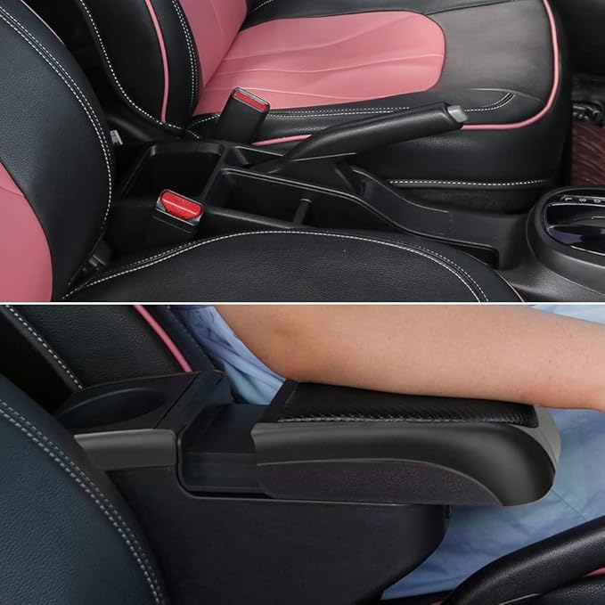 AULPHIKE Compatible with Nissan March Micra Armrest 2011-2016 Center Console Organizer Armrests Double Layer Storage Space with USB Ports