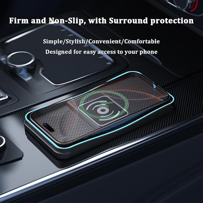 Car Wireless Charger Pad for GMC Terrain 2010-2026, Type-C/USB 20W Fast Wireless Car Charger Pad Non-Slip Cordless Charging Mat,A-30cm Cable Type-C Plug