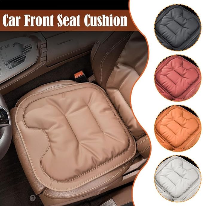 Skin-Friendly & Dirt-Repellent Leather Seat Cushions, 2026 Car Seat Cushion for Driving, 1.57" Thick Comfort Seat Protector, Universal Non-Slip Memory Foam Pad for Car (Black, Backrest Cushion)