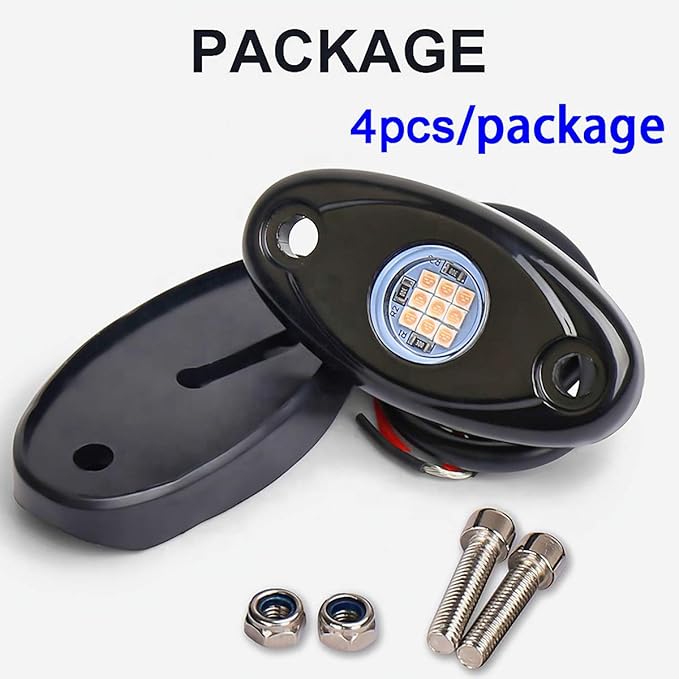 White LED Rock Lights, 4 Pods Neon 12V Waterproof Underglow Underbody Kit Crawler Crawling Dome Exterior Wheel Lights for ATV RZR UTV SUV Off-Road Auto Boat Motorcycle Glow Trail Rig Fender Lamp