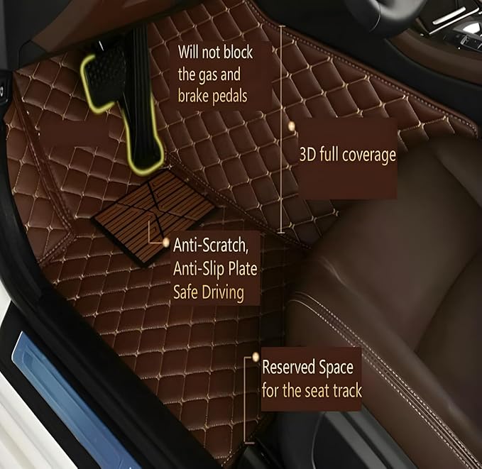 Customize Car Floor Mats for 99% Sedan SUV Sports Car All Weather Leather Full Coverage Waterproof Non-Slip Vehicle Lining Pads (Orange)