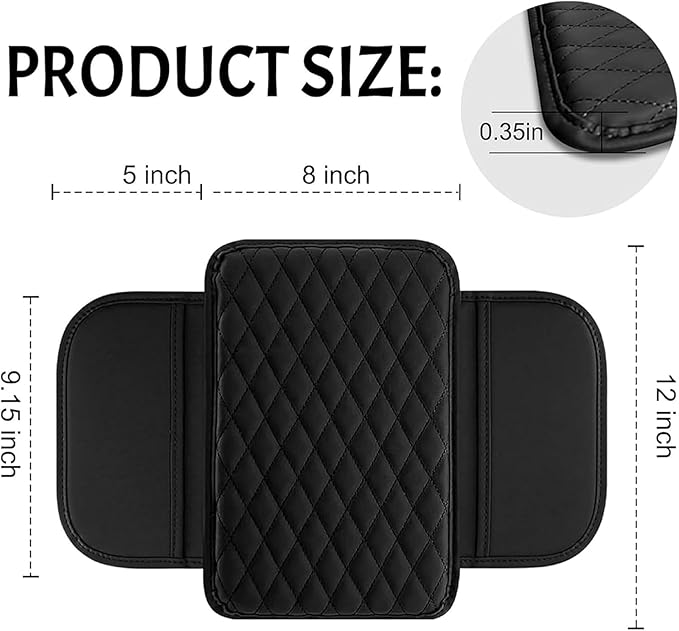Car Armrest Cushion for Isuzu D-MAX MU-X 2015-2025, Center Console Covers Pad Leather Accessories, Arm Rest Protector Mat with Side Storage Bag for SUV/Sedan/Truck, D/Red