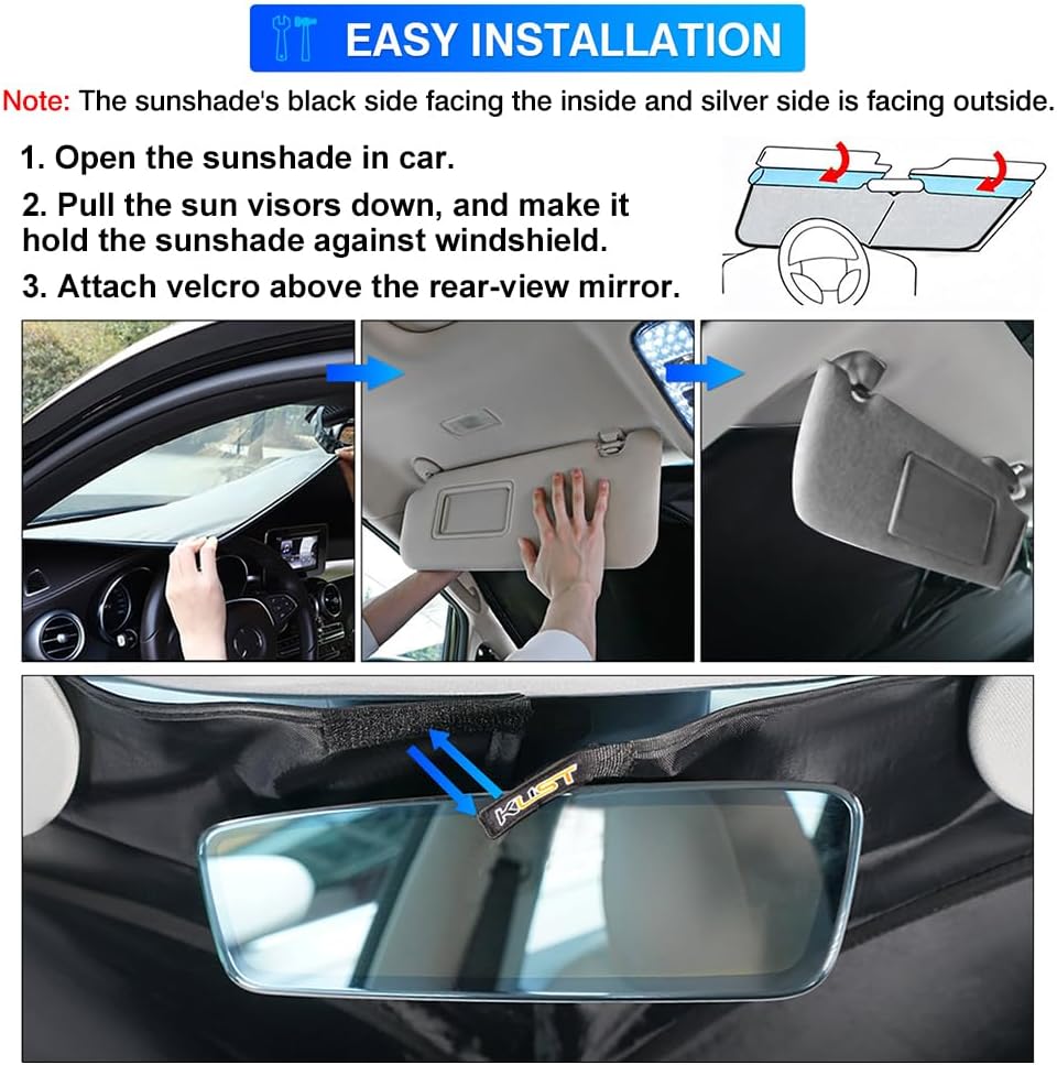 KUST Windshield Sun Shade for Honda HR-V 2016 2017 2018 2019 2020 2021 2022 HRV Sunshade Window Sun Visor Protector Foldable Blocks UV Rays Keep Your Car Cooler