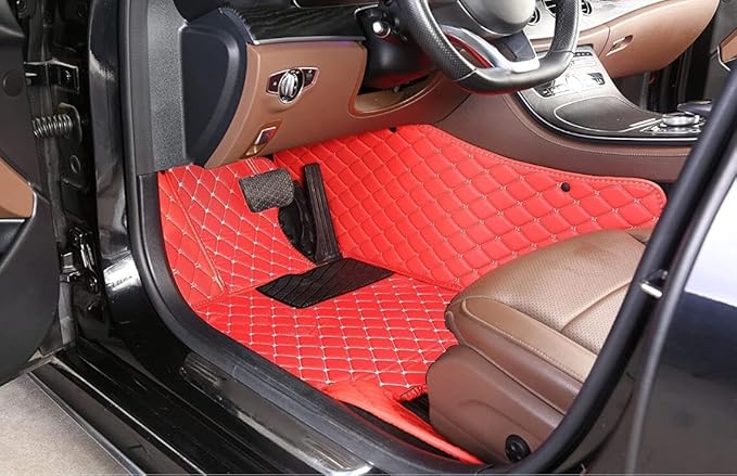 Custome Car Mats Accessories All Weather Floor mats Compatible with Automotive Floor Mats Passenger car mats (Black Red 3D)