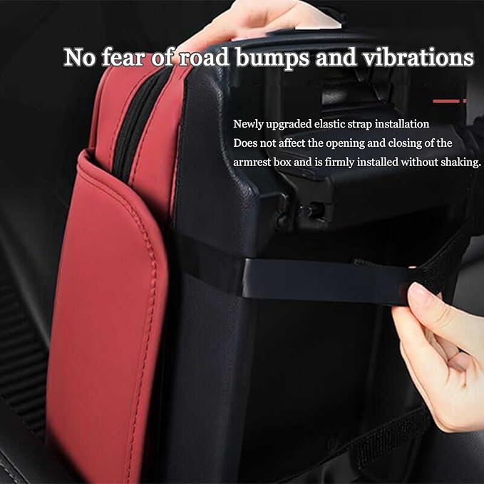 Car Center Console Cover for Fiat 500L (Type 330) 2012-2021, Leather Car Arm Rest Cover, Car Armrest Cushion with 2 Storage Bags Car Center Console Armrest Pad, E Gray