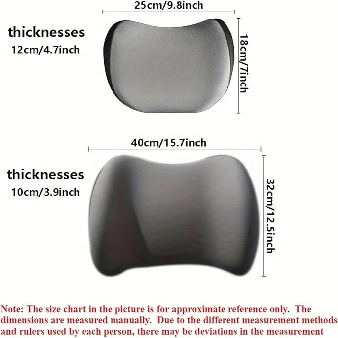 Memory Foam Car Neck Pillow & Waist Cushion - Soft fit for Seat Headrest & Lumbar Support for Comfort(Hb-Grey Waist 1PC)