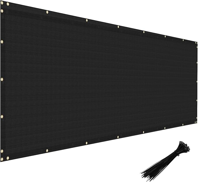 Windscreen4less Privacy Fence Screen Heavy Duty Windscreen Fencing Mesh Fabric Shade Net Cover with Brass Grommtes for Outdoor Wall Garden Yard Pool Deck, 8'x240' Black