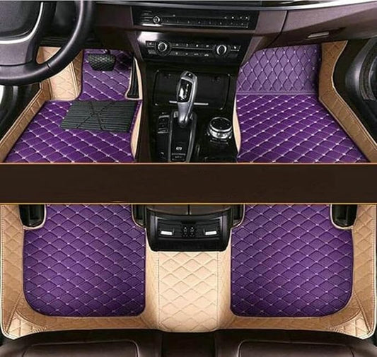 Custome Car Mats Accessories All Weather Floor mats Compatible with Automotive Floor Mats Passenger car mats (Beige Purple)