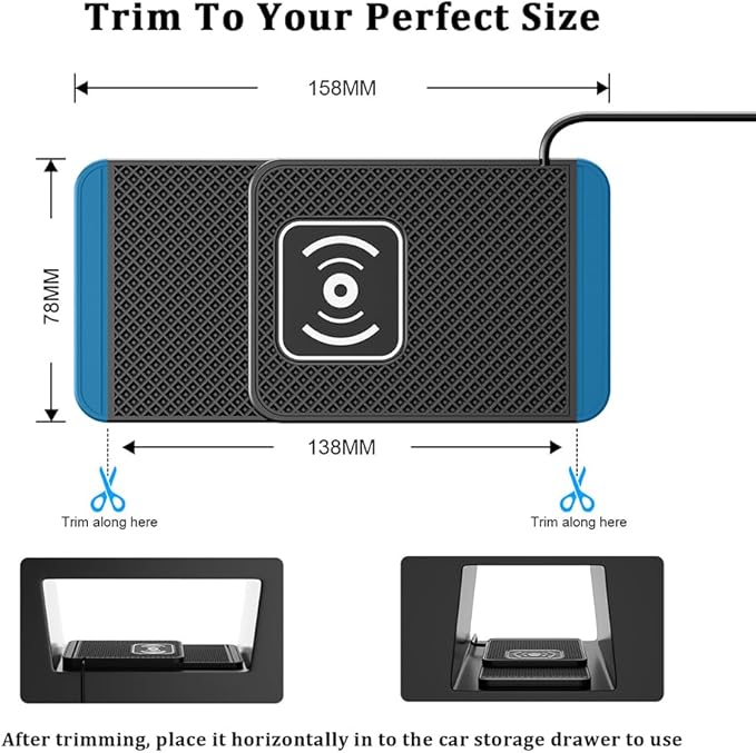 Wireless Charging Pad for Car for Mazda CX-50 2023-2026, 20W Fast Wireless Car Charger Pad Type-C/USB Non-Slip Phone Charging Mat,A 30cm Cable Type-C Plug