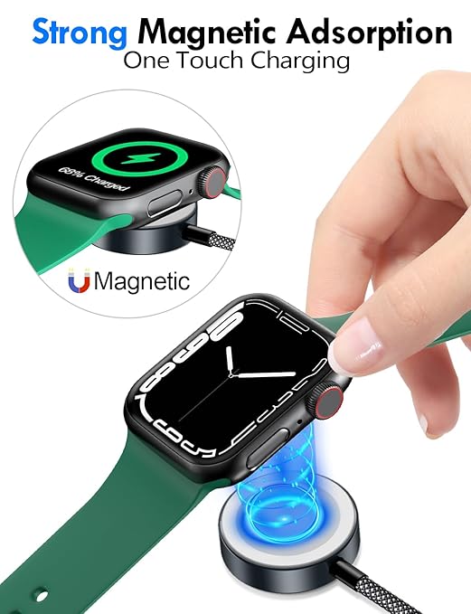 2Pack Multi Charging Cable Cord for Travel Essentials,Apple Watch Charger,iPhone Charger,[3-in-2] Type C/Lightning Cable Portable Designed for iWatch,iPhone 17-8,Galaxy S25-21,AirPods,iPad-1.8M Black