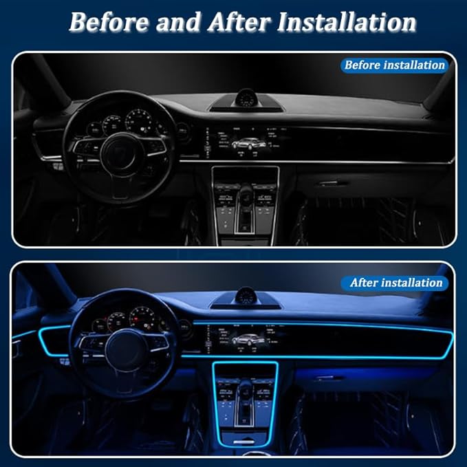 Car LED Strip Light for Peugeot 301 4008 1009, 6 in 1 Car Ambient Lighting Kits, Interior Interior Light Sync to Music, Auto Decorations Interior Accessories, 8M