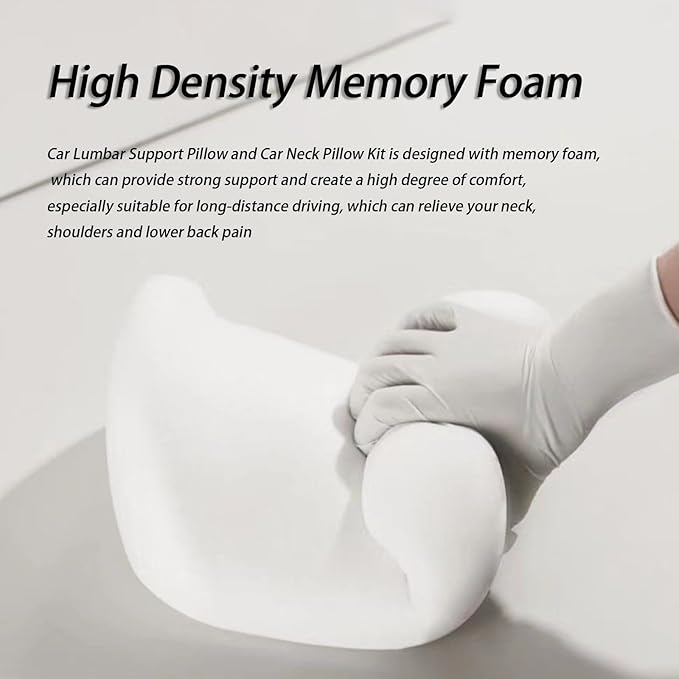 Car Lumbar Support Pillow and Car Neck Pillow Kit for Ford Bronco Sport 2021 2022 2023 2024 2025 2026, Car Seat Neck Back Rest Pillows, Ergonomic Car Seat Headrest & Lumbar Cushion,C Coffee