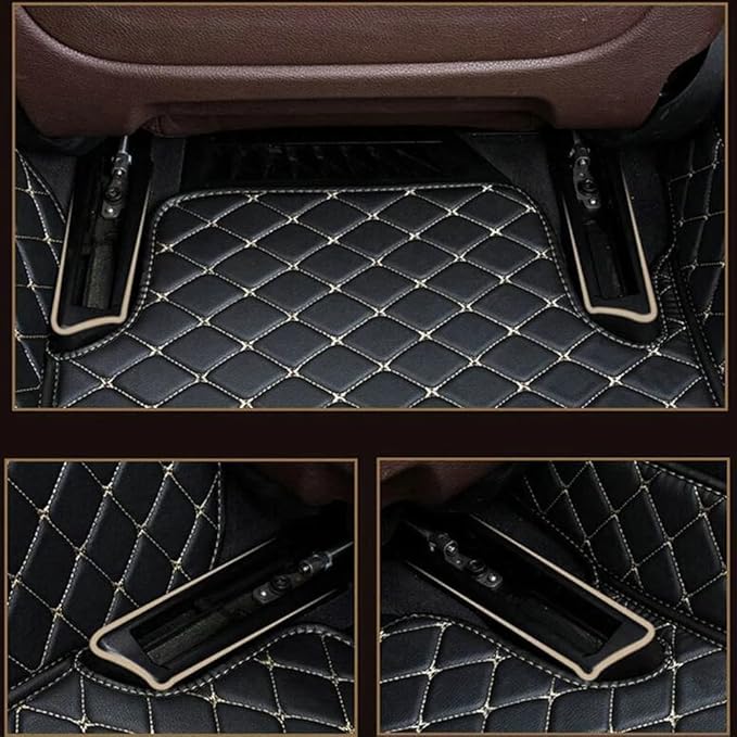 Custom Car Floor Mats Fit for 99% Sedan SUV Sports Car Full Coverage Pads Leather Floor Liners Mat Women Men (Black&Gray)
