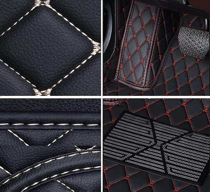Car Floor Mats for 99% Cars, Trucks and SUVs Full Coverage Pads Protection Non-Slip Leather Floor Liners (Beige)