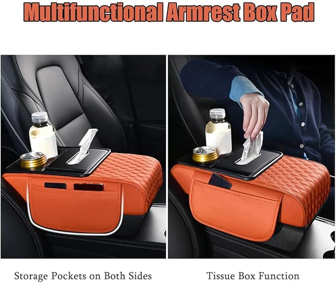 Car Center Console Cover for KIA K4 2024–2025,Arm Rest Lid Cushion Protector Multifunctional Armrest Cushion Pad Interior Accessories,Black