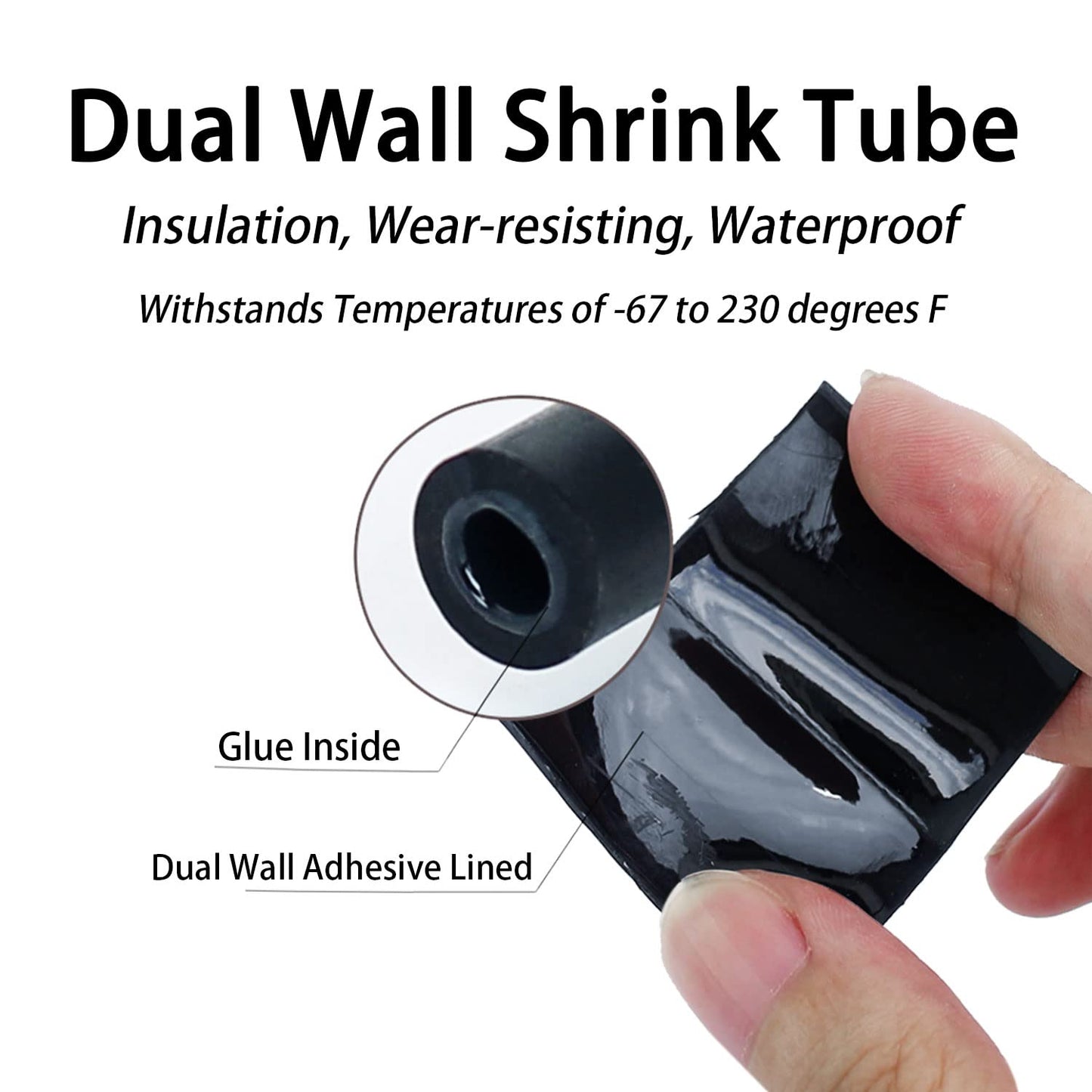 3:1 Ratio Heat Shrink Tubing Roll Adhesive Lined Industrial Marine Grade Dual Wall Heat Shrink Tube Waterproof and Sealed Black (1-1/2 inches(40 mm), 30 Feet)