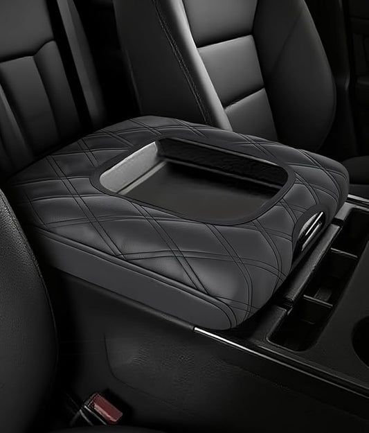 Center Console Cover for Chevy Silverado & GMC Sierra 2014-2018 with 40/20/40 Jump Seat Accessories, Leather Middle Armrest Console Cover Elbow Arm Rest Cushion for Car (Split Bench Seat Console ONLY)