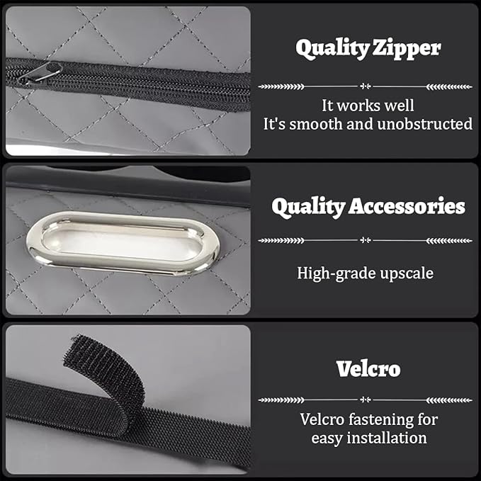 Car Center Console Cover, Memory Foam Nappa Leather Vehicle Armrest Cushion with Tissue Box, 2 Storage Bag & Holder, Automotive Arm Rest Protector Accessories, Universal Fit (Beige)