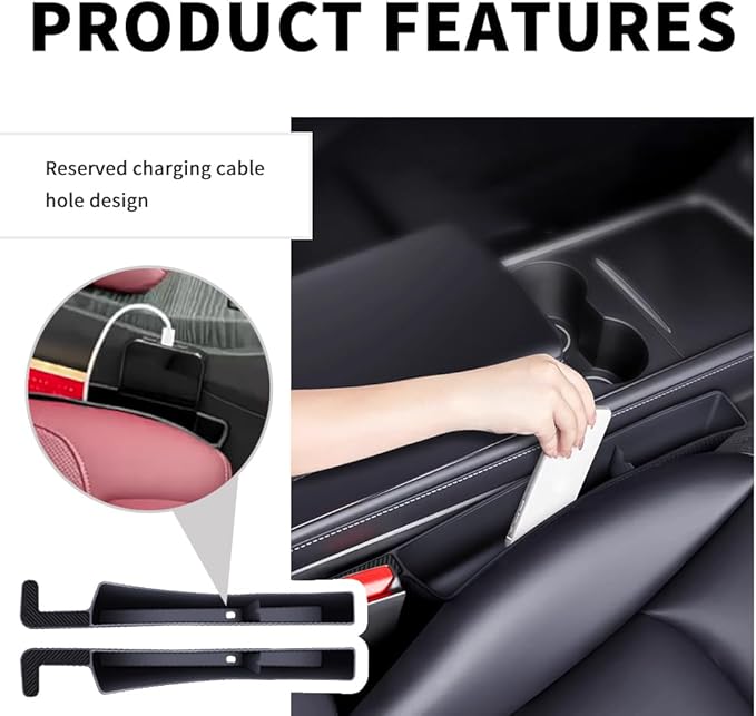 Stacool 2PCS New Car Seat Gap Filler with 2 Storage Areas,Stylish Car Seat Gap Storage for Stabilizing Phone,Keys Wallet,Universal Car Seat Gap Filler Organizer (Carbon Beige)