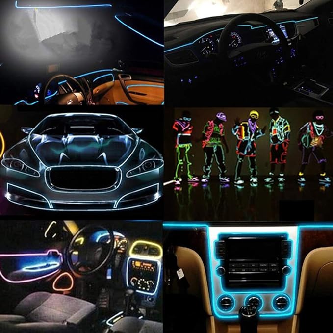 ABALDI El Wire Neon Light, Car Interior LED Lights for Xmas Halloween Christmas Car Interior Decoration(3m/9ft,Ice Blue)